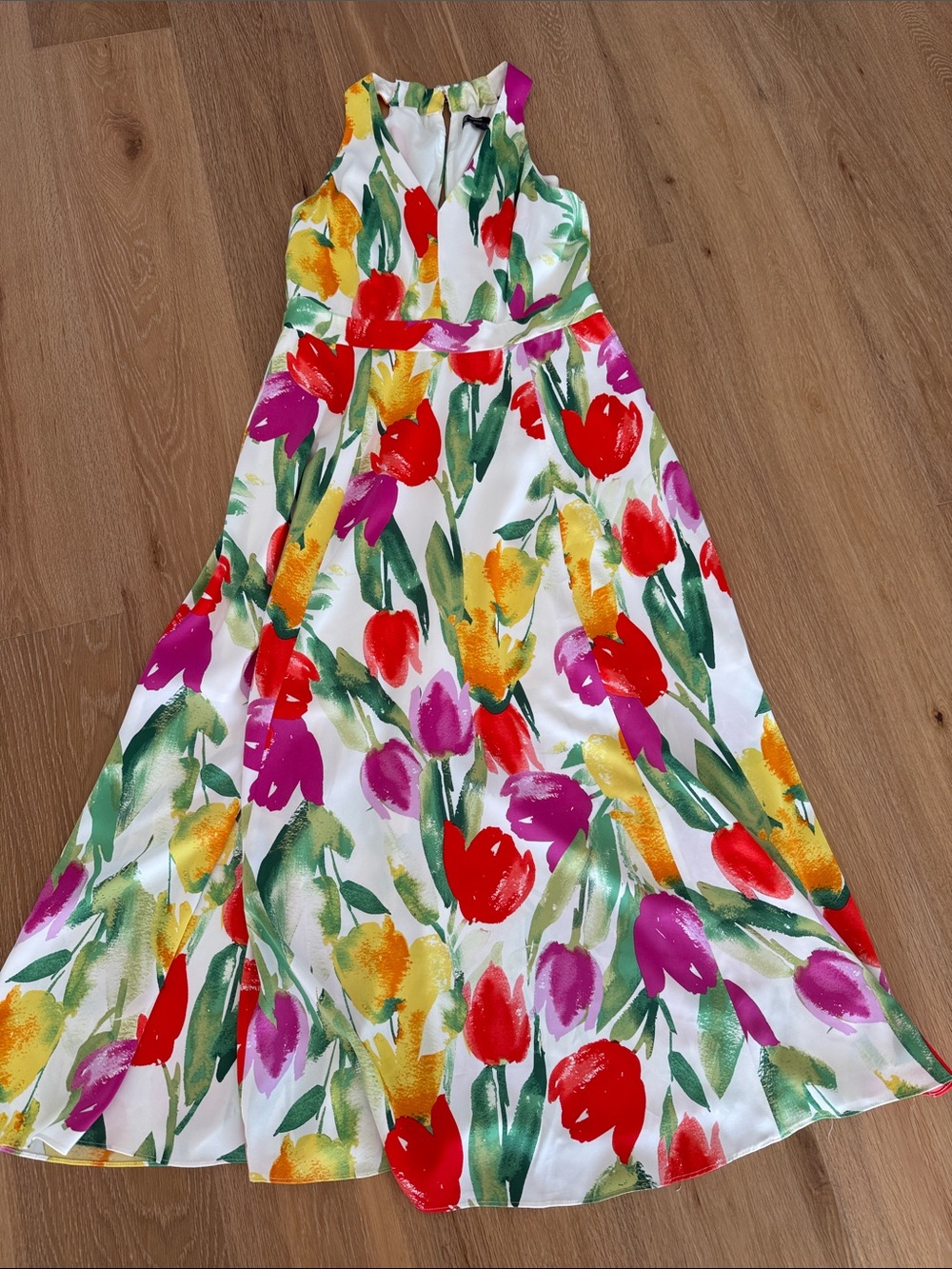 Maggy London. Floral Halter Maxi Dress. Size 12 Petite